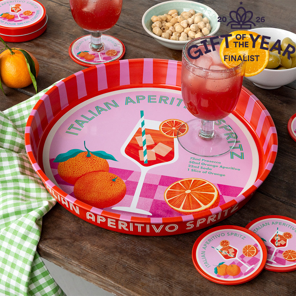 Rex London Metalen Dienblad Aperitivo Spritz 31 cm – Rond Serveerblad met Print – Decoratief & Praktisch