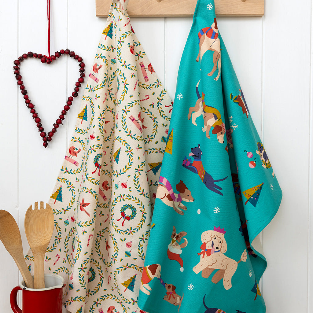 Rex London Christmas Robins - Theedoek - 50 x 70cm