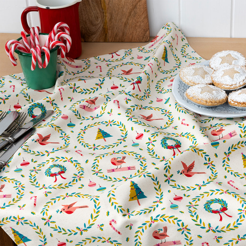 Rex London Christmas Robins - Theedoek - 50 x 70cm