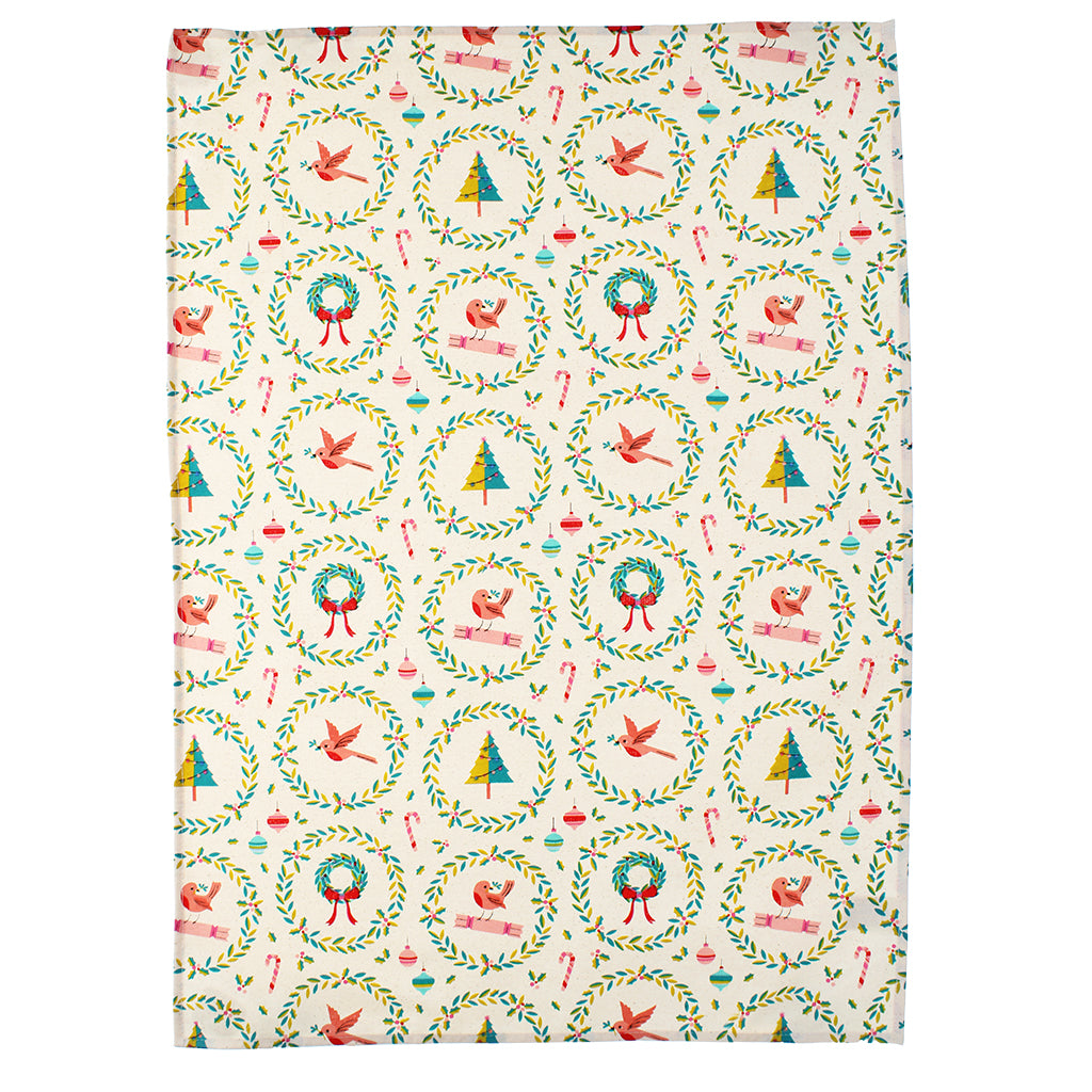 Rex London Christmas Robins - Theedoek - 50 x 70cm