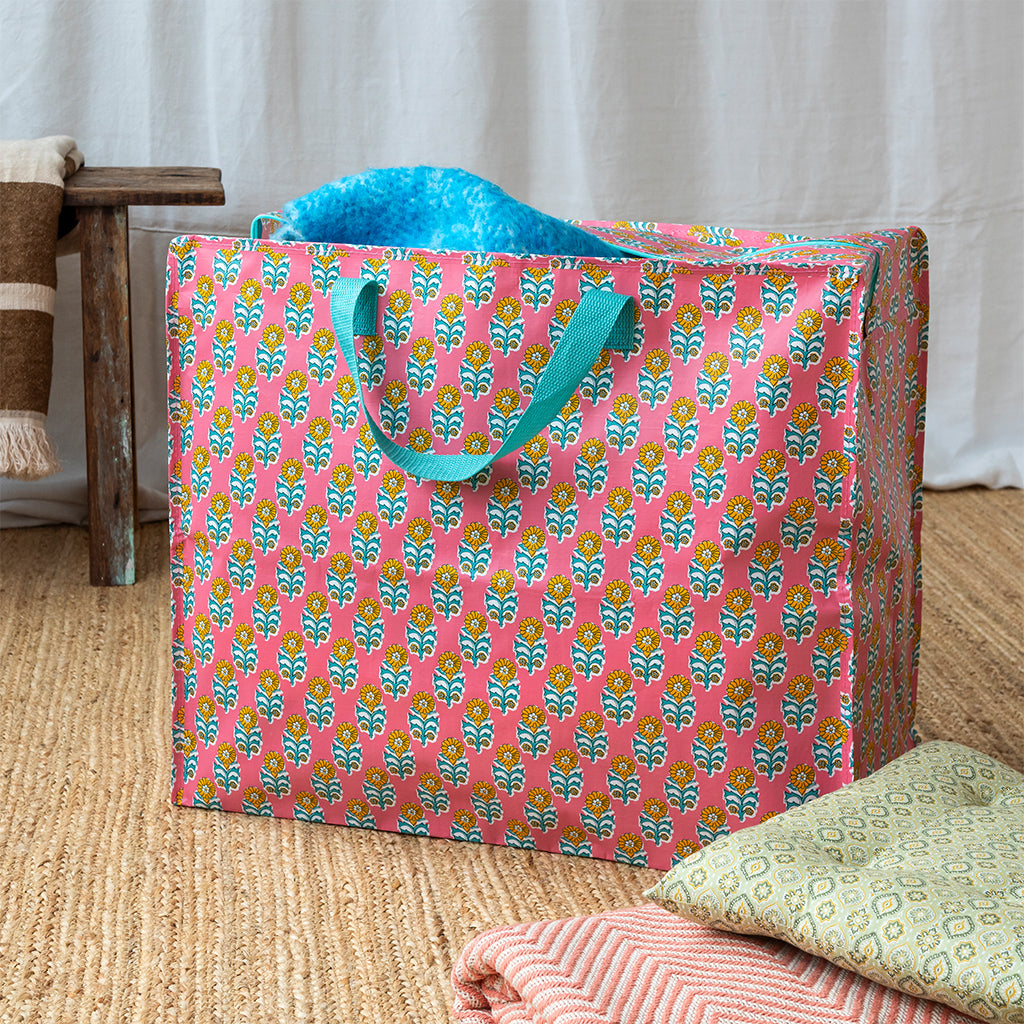 Rex London Jumbo Opbergtas Daksha – XXL Opbergzak met Rits – Stevige Shopper voor Verhuizen, Was & Opslag